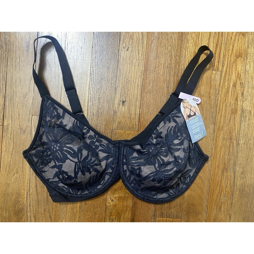 NWT - Bali DF7590 Breathe By Bali Full Coverage Underwire Bra Black